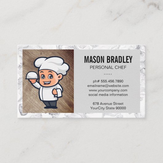 Carte De Visite Logo du chef | Bordure de marbre (Devant)