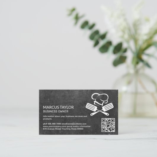 Carte De Visite Logo du chef | Code QR (Debout devant)