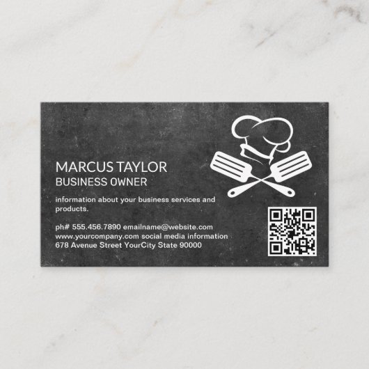 Carte De Visite Logo du chef | Code QR (Devant)