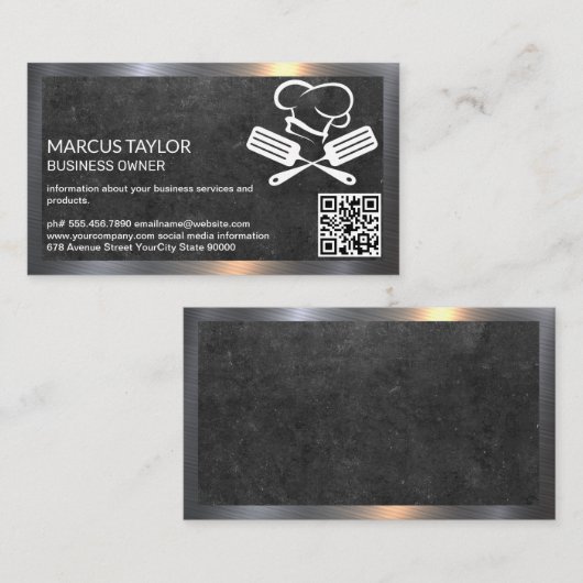 Carte De Visite Logo du chef | Code QR | Culinaire (Devant / Derrière)