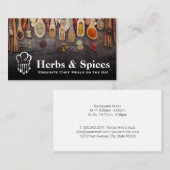 Carte De Visite Logo du chef | Herbes et épices sur cuillères (Devant / Derrière)