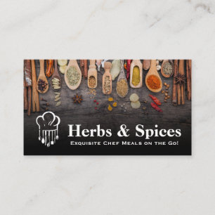 Carte De Visite Logo du chef   Herbes et épices sur cuillères