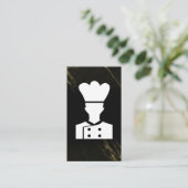 Carte De Visite Logo du chef | Marbre noir (Debout devant)