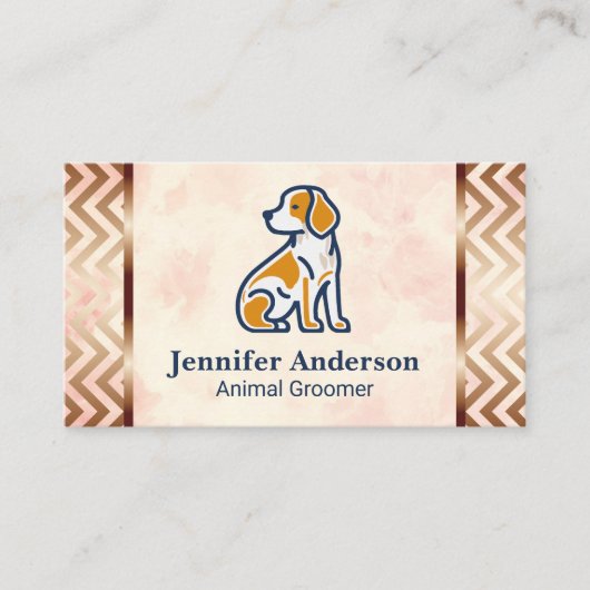 Carte De Visite Logo du chien assis | Groomer animal (Devant)