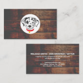 Carte De Visite Logo du chien dalmate | Arrière - plan bois (Devant / Derrière)