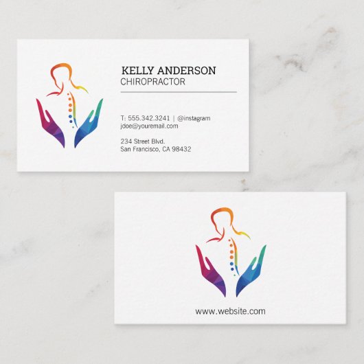 Carte De Visite Logo du chiropraticien | Soins de santé holistique (Devant / Derrière)