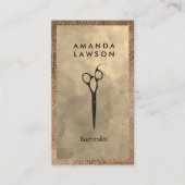 Carte De Visite Logo du ciseau de salon | Aquarelle et cuir (Devant)