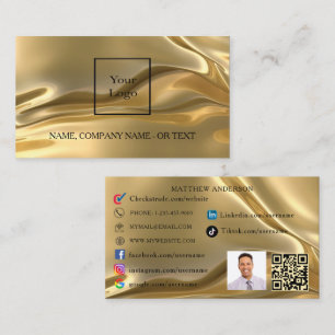 Carte De Visite Logo du code Gold qr photo de l'employé médias soc