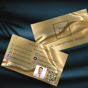 Carte De Visite Logo du code Gold qr photo de l'employé médias soc