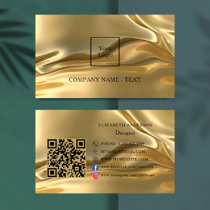 Carte De Visite Logo du code or qr sur les médias sociaux