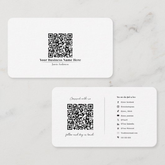 Carte De Visite Logo du code QR de connexion aux médias sociaux (Devant / Derrière)