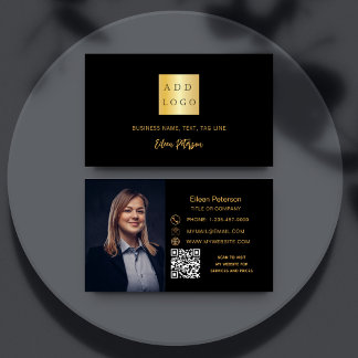 Carte De Visite Logo du code QR du script de signature de photo en
