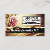 Carte De Visite Logo du code QR Modèle d'image Rose d'or de luxe (Devant)