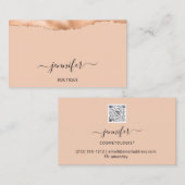 Carte De Visite Logo du code QR Rose de pêche Abstrait en cuivre (Devant / Derrière)