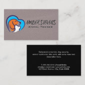 Carte De Visite Logo du coeur de chat de chien | Arrière - plan en (Devant / Derrière)