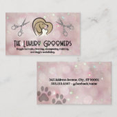 Carte De Visite Logo du coeur de chat de chien | Ciseaux | Bokeh (Devant / Derrière)