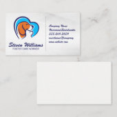 Carte De Visite Logo du coeur de chat de chien | Services animaux (Devant / Derrière)