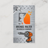 Carte De Visite Logo du collaborateur | Marteau de forage métalliq (Devant)