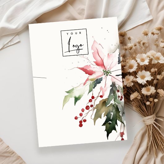 Carte De Visite Logo du collier de feuillage de Noël Berry Poinset