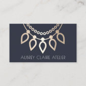 Carte De Visite Logo du collier marine et or | Design de bijoux (Devant)