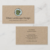 Carte De Visite Logo du concepteur paysager Feuille vert Kraft (Devant / Derrière)