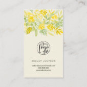 Carte De Visite Logo du cool fleuri vert jaune commander merci (Dos)