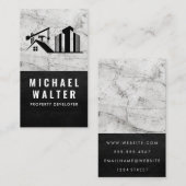 Carte De Visite Logo du développeur de propriétés | Marbre | Cuir (Devant / Derrière)