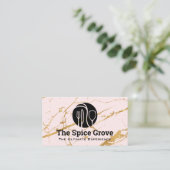 Carte De Visite Logo du diner | Marbre rose or | Restaurant (Debout devant)