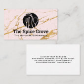 Carte De Visite Logo du diner | Marbre rose or | Restaurant (Devant / Derrière)