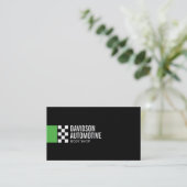Carte De Visite Logo du drapeau de course moderne dans Green Autom (Debout devant)