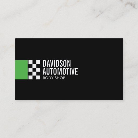 Carte De Visite Logo du drapeau de course moderne dans Green Autom (Devant)
