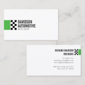 Carte De Visite Logo du drapeau de course moderne dans Green II Au (Devant / Derrière)