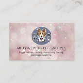 Carte De Visite Logo du fabricant de chiens | Bokeh Sparkle Arrièr (Devant)