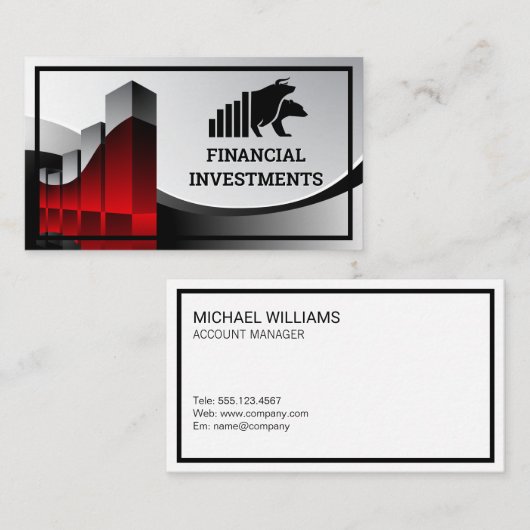 Carte De Visite Logo du graphique financier | Icône du marché aux  (Devant / Derrière)