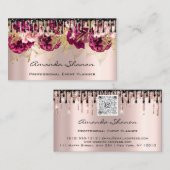 Carte De Visite Logo du Mariage du planificateur d'événements Rose (Devant / Derrière)