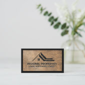 Carte De Visite Logo du marqueur | Texture en cuir Brown (Debout devant)
