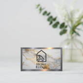 Carte De Visite Logo du marteau de réparation à domicile | Bordure (Debout devant)