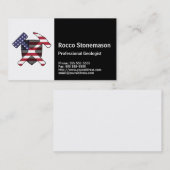 Carte De Visite Logo du marteau de rock géologue avec drapeau amér (Devant / Derrière)