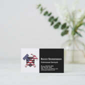 Carte De Visite Logo du marteau de rock géologue avec drapeau amér (Debout devant)