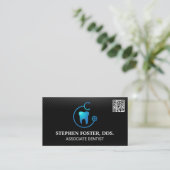 Carte De Visite Logo du médecin dentaire | Code QR | Motif noir (Debout devant)