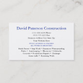 Carte De Visite Logo du menuisier de construction murale de brique (Dos)