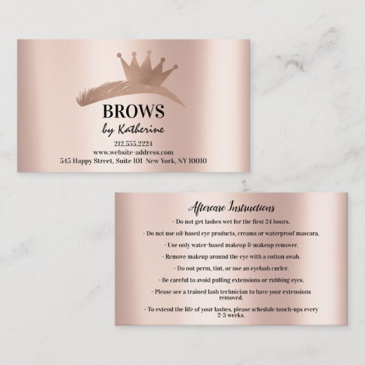 Carte De Visite Logo du Micorblade Eyebrow Logo du Rose post-trait (Devant / Derrière)