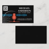 Carte De Visite Logo du microphone | Hôte Podcast | Code QR (Devant / Derrière)