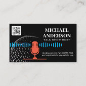 Carte De Visite Logo du microphone | Hôte Podcast | Code QR (Devant)