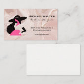 Carte De Visite Logo du modèle de mode | Marbre rose or (Devant / Derrière)