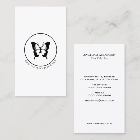 Carte De Visite Logo du papillon noir (Devant / Derrière)