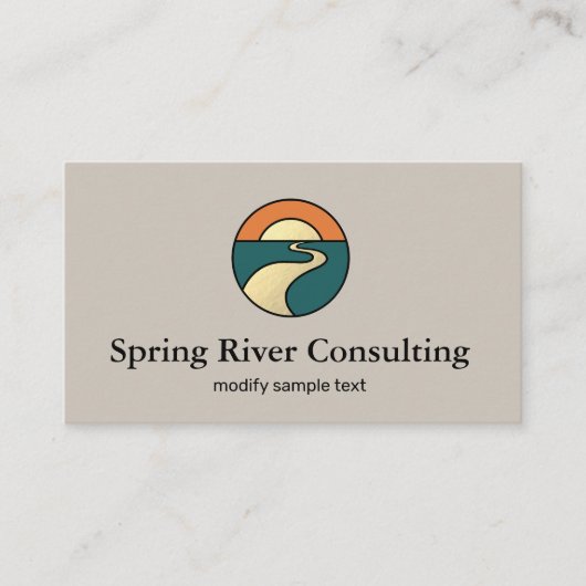 Carte De Visite Logo du paysage Gold River Sunset Horizon (Devant)