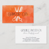 Carte De Visite Logo du peigne de ciseaux de salon | Texture aquar (Devant / Derrière)