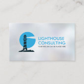 Carte De Visite Logo du phare - nuances de bleu sur perle (Devant)