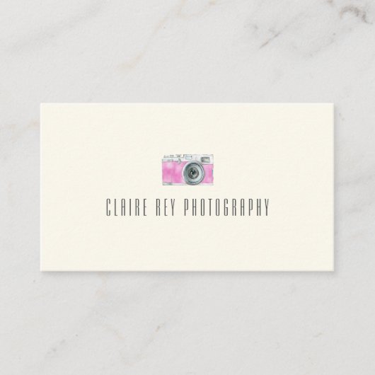 Carte De Visite Logo du photographe de l'aquarelle rose (Devant)
